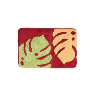 Piros, zöld és sárga levélmintás fürdőszoba szőnyeg - Fürdőszoba bútor