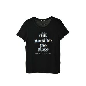 s. Oliver tricou negru cu gât rotund cu model pentru femei – 36 130488970 - Îmbrăcăminte pentru femei