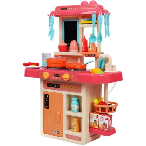Bucătărie modernă de joacă Funfit Kids XL cu 42 de accesorii, efect de agățare și funcție de abur #red