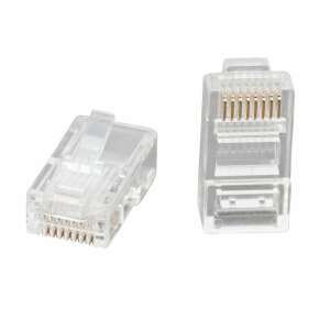 Conector UTP Cat.5 RJ45, 8P8C, mufă modulară, conector de rețea, contacte placate cu aur, plastic transparent - Conectori
