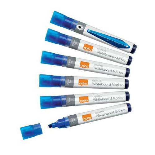 10er Pack blaue NOBO Whiteboard-Marker mit abgeschrägter Spitze