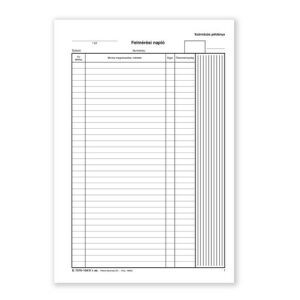 Patria Nyomda - Felmérési Napló - Tömb - A/4 Álló - 125 oldal 136826300 - Patria