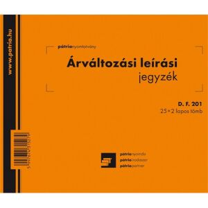 Pátria - Árváltozási Leíró Jegyzőkönyv - Lapos Tömb - A/5 - 25x2