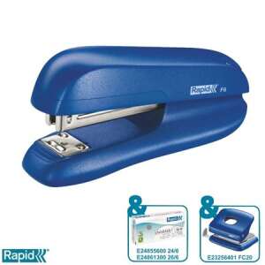 Rapid F6 kék tűzőgép tűzőkapcsokkal és lyukasztóval - Rapid