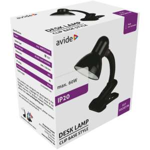 Lampă de birou Avide Basic cu clip, negru, max. 60W, soclu E27 - Lămpi de masă