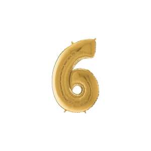 Héliové fóliové balóny, číslo 6, 65 cm, zlatá