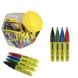 Markere permanente Stanley Fine Tip Mini, 4 culori, vârf rotund, pachet de 20 - Pixuri