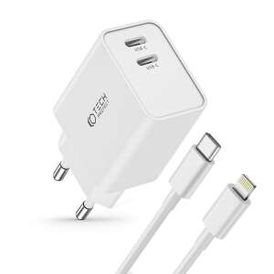 Tech-Protect C35W 2-portowa ładowarka sieciowa USB-C z kablem Lightning, biała - Tech-Protect