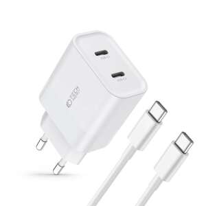 Tech-Protect C20W Dual USB-C Netzladegerät mit USB-C Kabel, weiß - Tech-Protect