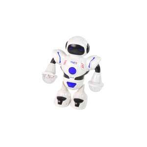 Dancing Interactive Robot Toy, white and blue robot with flashing lights, kids toy - Nonbrand Interactive Kids' Toy