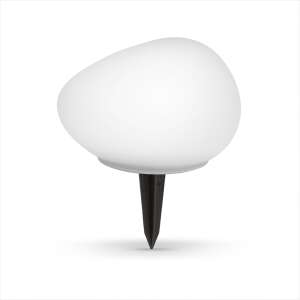 Pebble shaped solar powered garden light with warm white LED, frosted glass, 165 x 142 x 115 mm - Garden