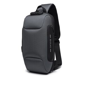 OZUKO gray sling bag with security lock, anti-theft crossbody bag - Laptop backpack