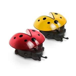 Two ladybug solar powered LED lights, one red and one yellow, perfect for garden decoration - Outdoor Decorative Lamp