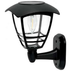Black solar powered wall mounted outdoor light with one bulb, 14x15x21 cm - Home & Garden