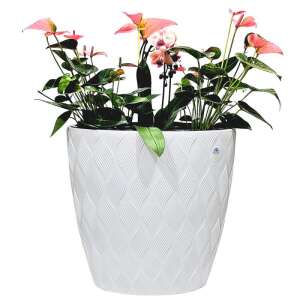 Fehér műanyag virágcserep dombornyomott mintával, 60x40x60 cm, Form Plastic 5115-011 - Form Plastic