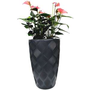 Antracit színű virágcserep dombornyomott mintával, 51 literes űrtartalommal, 60 x 40 cm, Form Plastic - Form Plastic