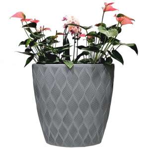 Antracit szürke műanyag virágcserep dombornyomott mintával, 60x40x60 cm, Form Plastic 5115-040 - Form Plastic