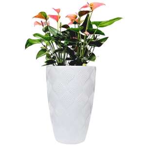 Fehér műanyag virágcserep dombornyomott mintával, 51 literes, Form Plastic márka - Form Plastic