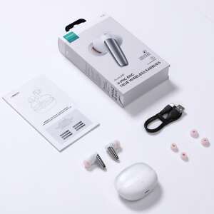 Joyroom Jbuds Series JR-BB1 TWS wireless earbuds, white, with charging case, USB cable, and ear tips - Headphone and Bluetooth Speaker