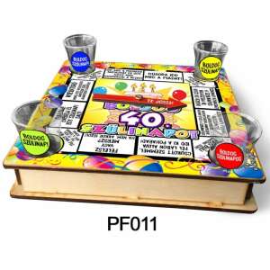 Ivós társasjáték felnőtteknek, 40. szülinapi ivós játék, ivós társasjáték tábla shot poharakkal, vicces ivós játék, felnőtt parti játék - Felnőtt ajándék