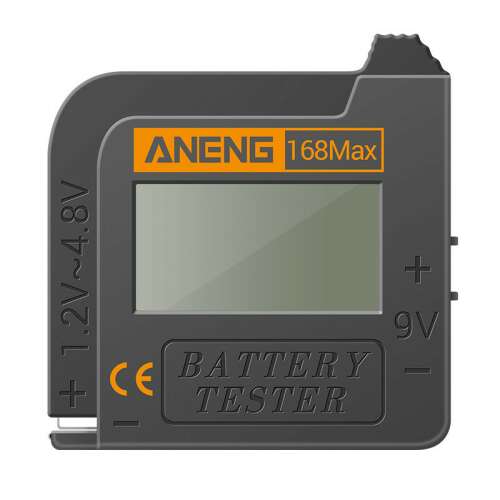 ANENG® Digitális Elemteszter, LCD kijelző, akkumulátor-/elemszint mérő, 1.2V-4.8V + 9V, szürke