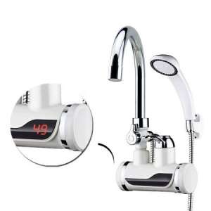 Falra szerelhető átfolyós vízmelegítő csaptelep zuhanyfejjel, 3000W, LCD kijelzővel, egykaros - Nonbrand Csaptelep