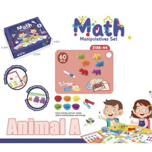 Montessori Oktató Szafari Állatok, Amelyek Számolni Tanulnak feladatkártyával 60 darabos allat