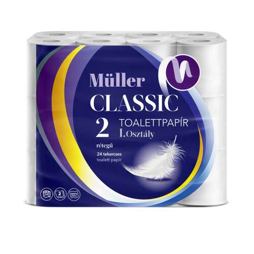Müller Classic 2 rétegű toalettpapír, 24 tekercses csomag, 100% cellulóz
