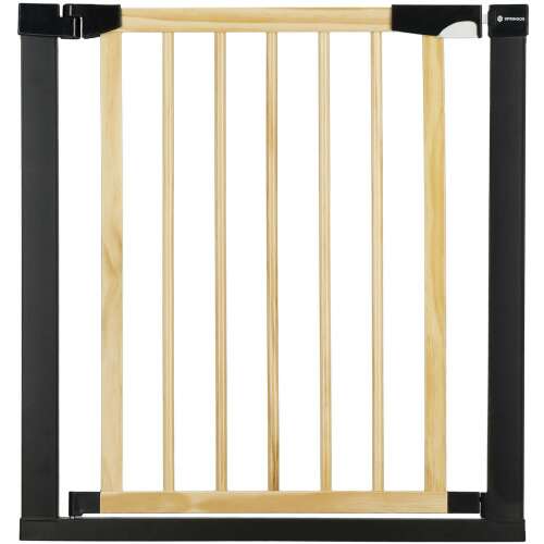 Springos safety gate, wooden and black metal frame