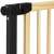 Springos baby gate with extension, black and wood, close-up of the hinge