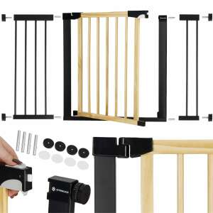 Springos Safety Gate 117-124cm, black and brown, with extensions and mounting hardware - Safety Gate