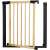 Springos wooden baby gate with black metal frame, open
