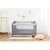RicoKids travel cot with mattress, light gray, in a home setting