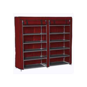 Red fabric shoe rack with 10 shelves, perfect for organizing your shoe collection - Shoe Storage