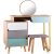 Modern Lány Dressing Table with Round Mirror and Stool
