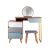 Modern Lány Dressing Table with Round Mirror and Grey Stool