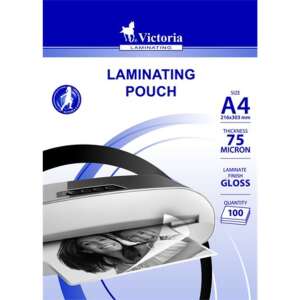 Victoria A4-es 75 mikronos fényes lamináló tasakok, 100 db-os csomag - Lamináló fólia