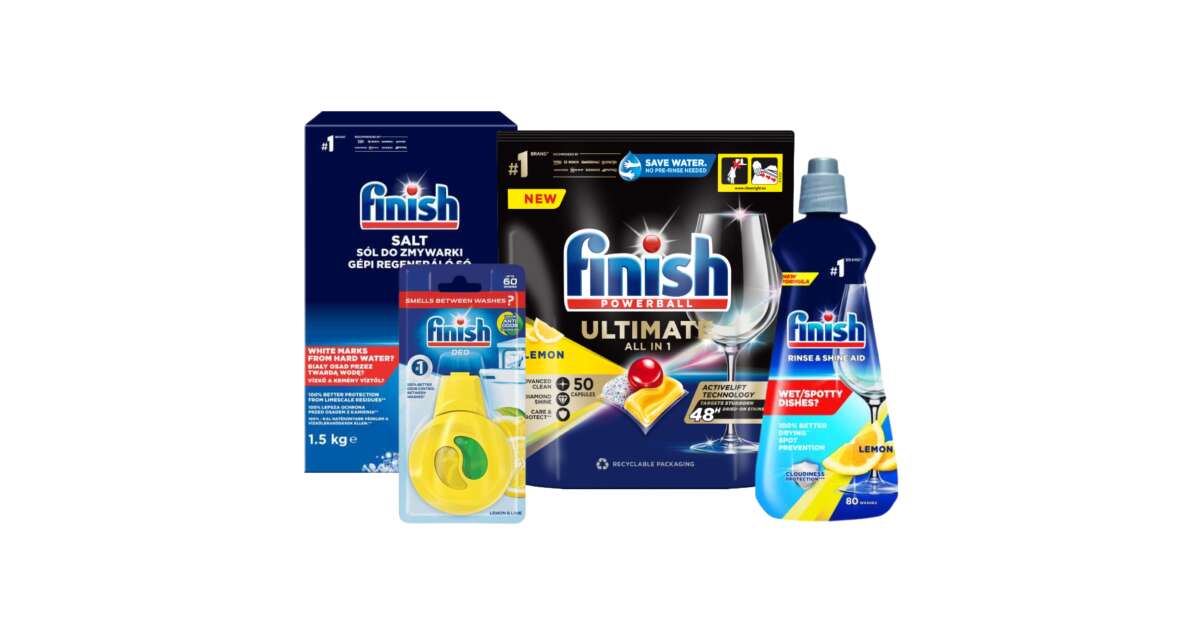 Finish Ultimate Dishwasher Routine Package with Rinse Aid