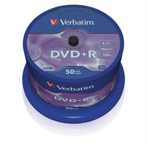 Verbatim DVD+R 4.7GB 16x 50 db-os csomag - Írható CD és DVD
