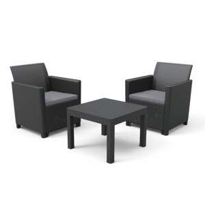 Claire Balcony Gartenmöbel-Set mit Orlando Tisch in Graphit - Gartengarnituren