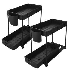 Timeless Tools Suport de organizare pe 2 niveluri, sub chiuveta, 2 buc, negru