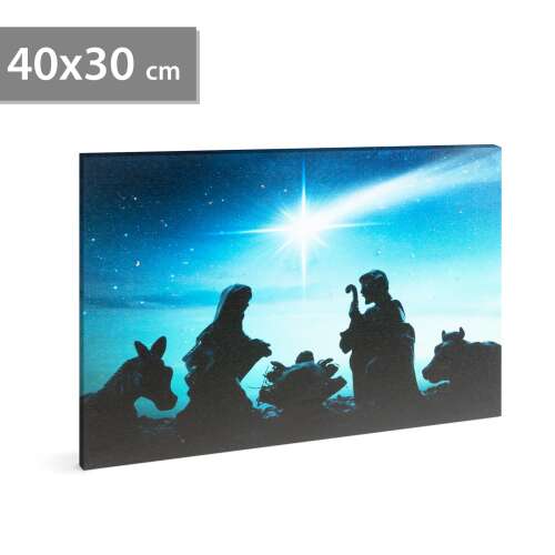 Karácsonyi LED-es hangulatkép - fali akasztóval, 2 x AA, 30 x 30 cm 35048849
