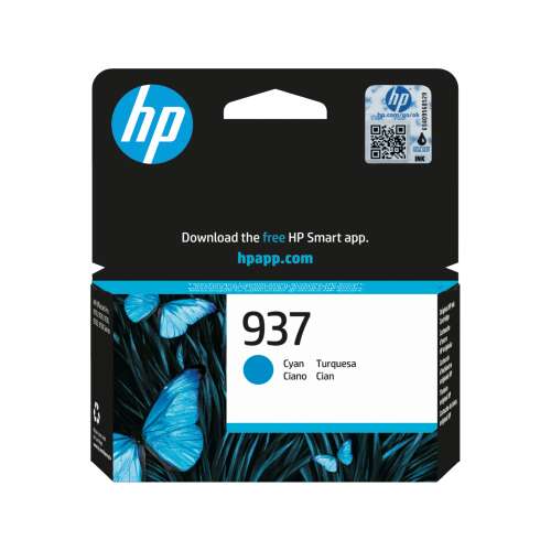 HP 937 Cyan Ink Cartridge, 800 page yield