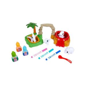 Crayola Washimals Dinosaurus Island Playset with washable dinosaur figures, markers, and volcano playset - Crayola