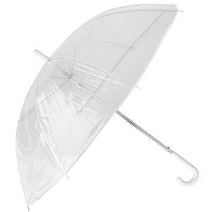Umbrelă automată transparentă, cu mâner alb, diametru 92 cm, lungime 73 cm - Umbrele