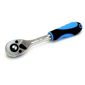 1/4 inch drive ratchet wrench, 150mm long, chrome vanadium steel, blue and black handle - Hand tool