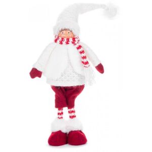 Decoratiune Craciun Mos Craciun Baiat, Figurina Elf de Craciun 57cm cu Tinuta Rosu-Alb - Strend Pro Decorațiuni de Crăciun