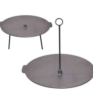 Perfect Home Cast Iron Grill Plate with Legs and Hanging Hook, 44 cm diameter - Griddle