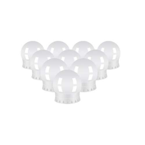10 pack Malatec LED vanity mirror lights, white, round, bulbs only
