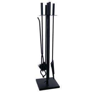 Black fireplace tool set with stand, 4 pieces, 81 cm - Fireplace & Stove